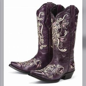 Purple leather cowboy boots
